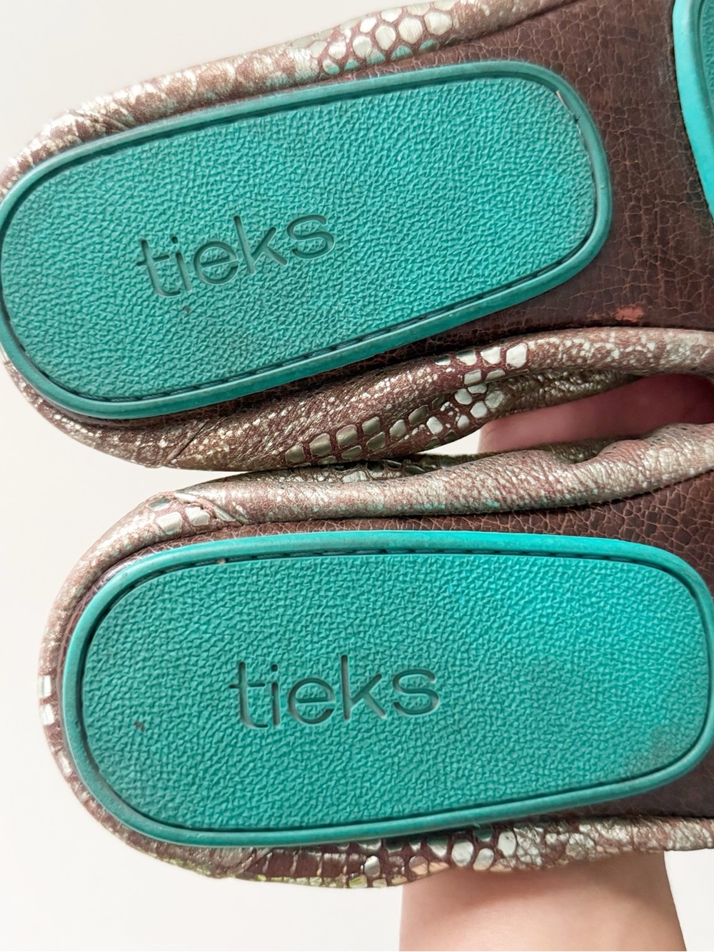 Tieks Metallic Snakeskin Ballet Flat 9 Wild Copper Leather Animal Print Travel - Picture 9 of 9